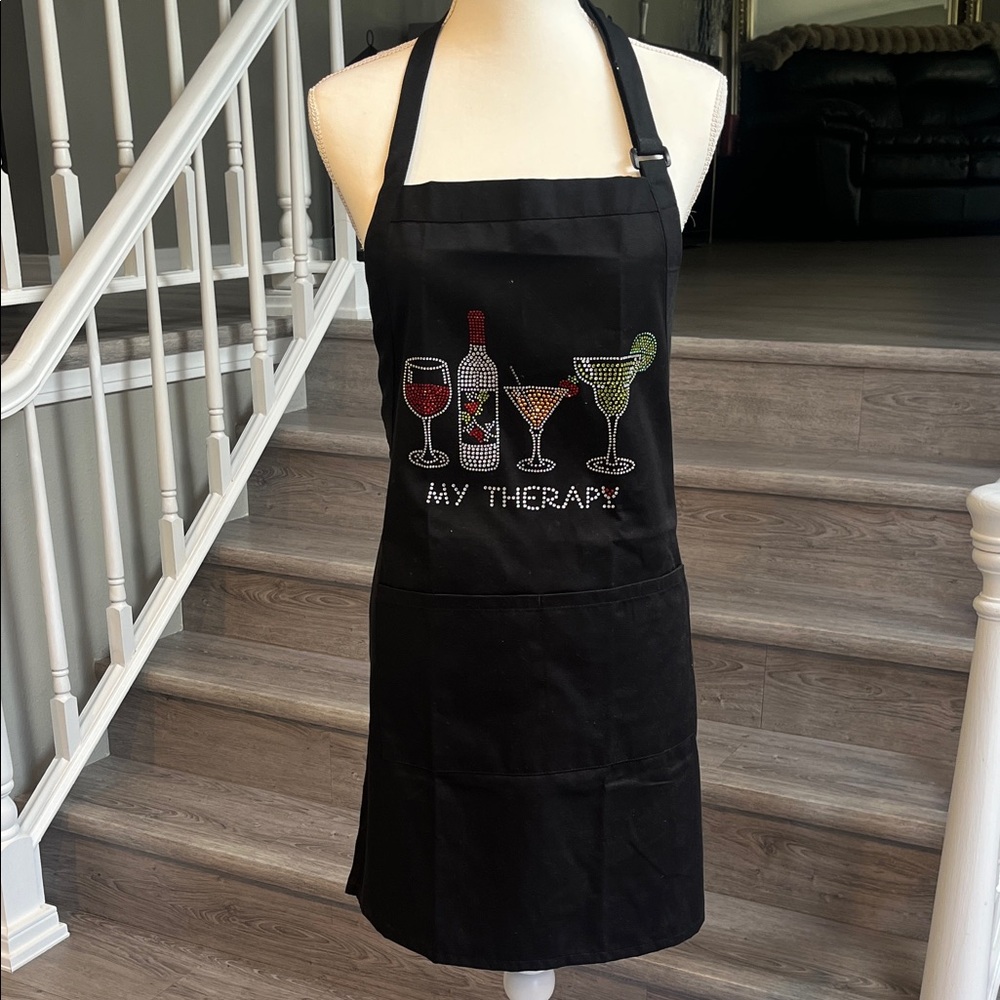 'My Therapy' Rhinestone Apron